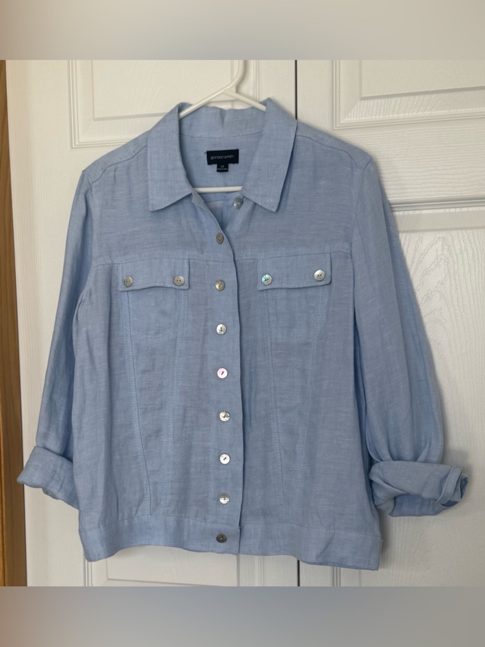 Gordon Smith Blue 100% Linen Jacket Shirt